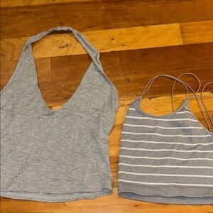 Gray Halter and Striped Tank Tops
